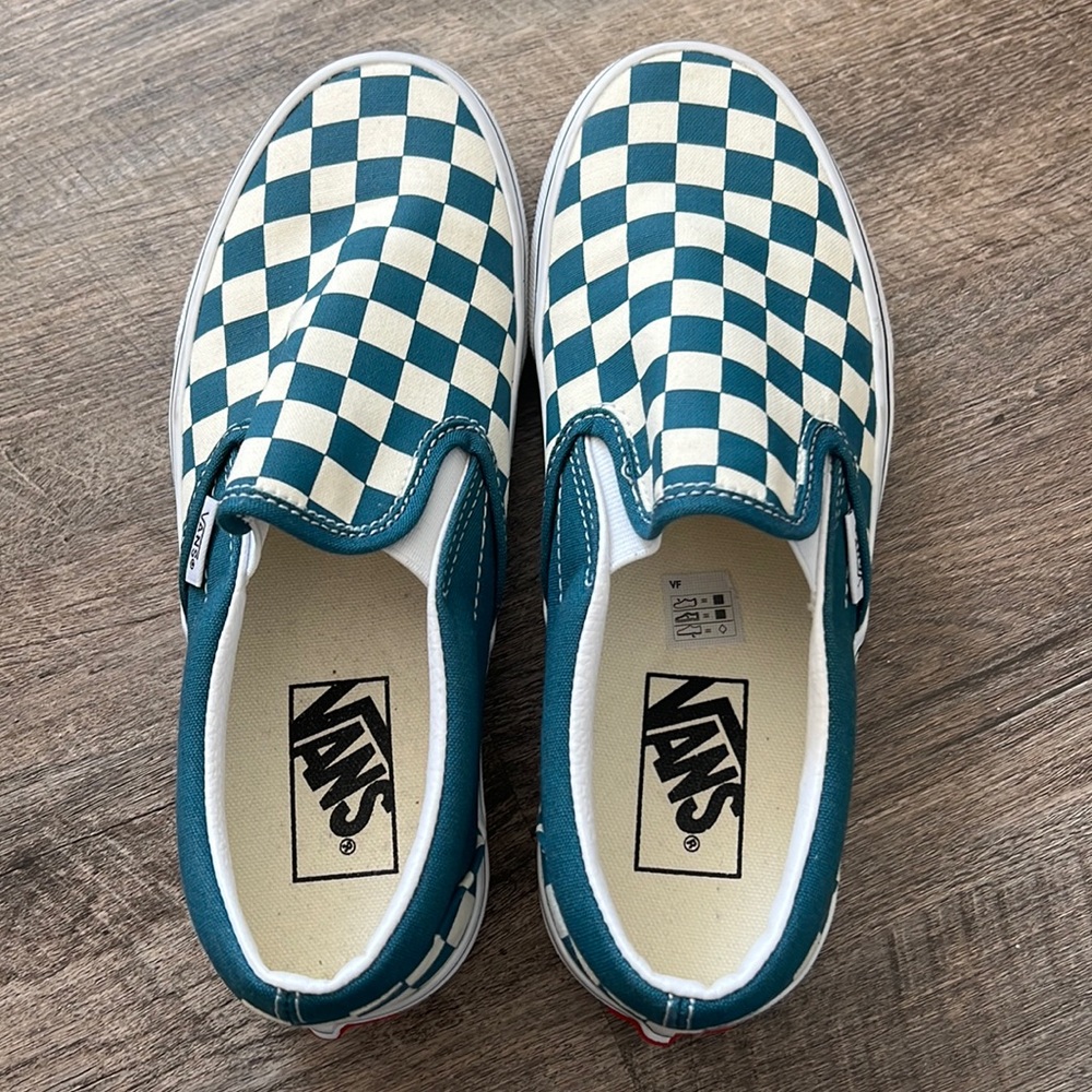 Checkered slip on vans